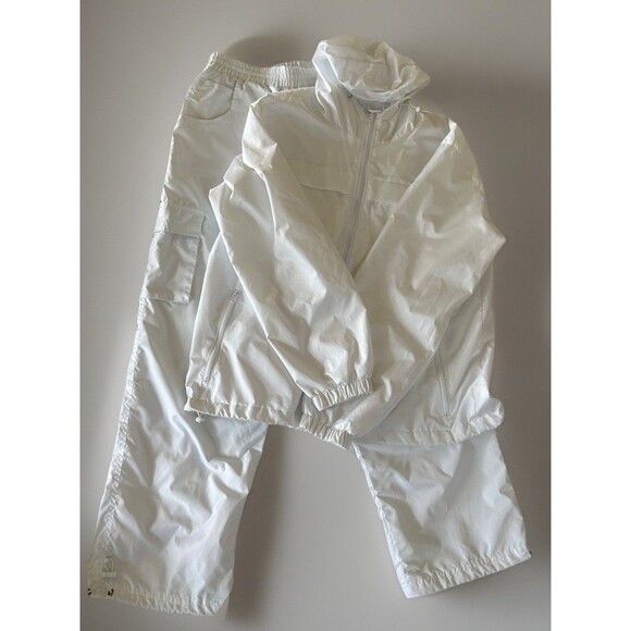 Linea Uomo Oversized Cargo  Track Suit White Nylon Size L Hiphop Athleisure - Picture 1 of 16